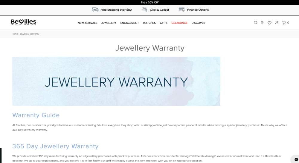 Bevilles warranty